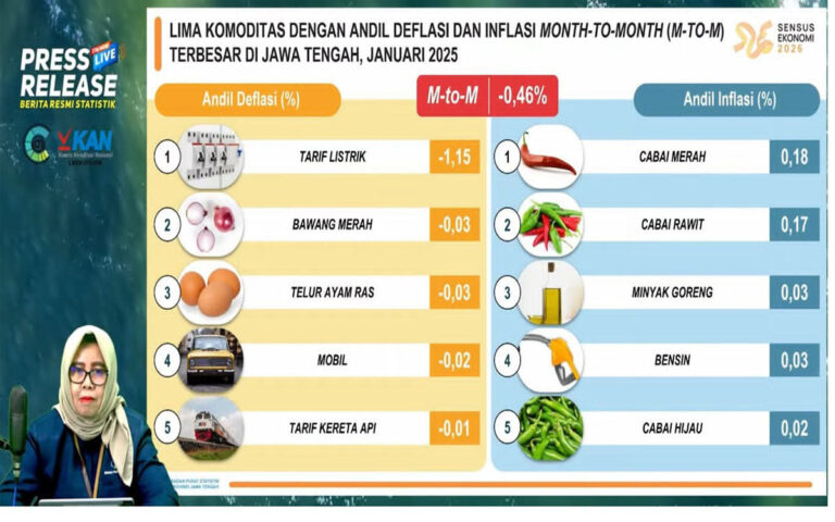 Dampak Diskon Tarif Listrik, Jateng Alami Deflasi -0,46%