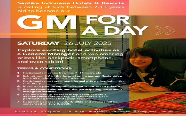 Rayakan Hari Anak, Santika Indonesia Hotels & Resorts Hadirkan “GM FOR A DAY”