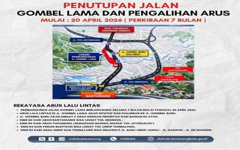 Jalan Gombel Lama Ditutup 7 Bulan Mulai 20 April 2026